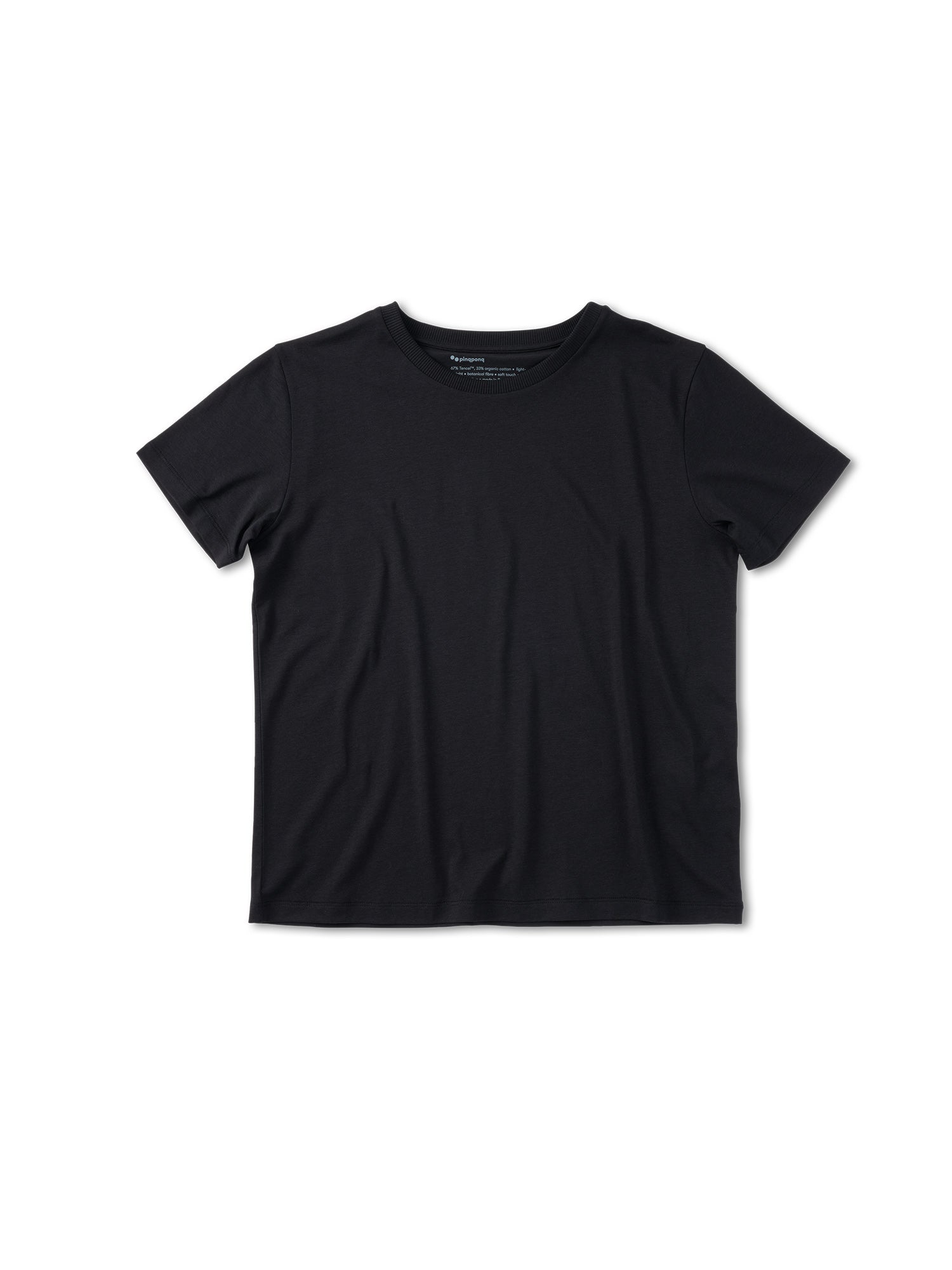 pinqponq-Tshirt-Tencel-Cotton-Women-Tone-Wooden-Black-front
